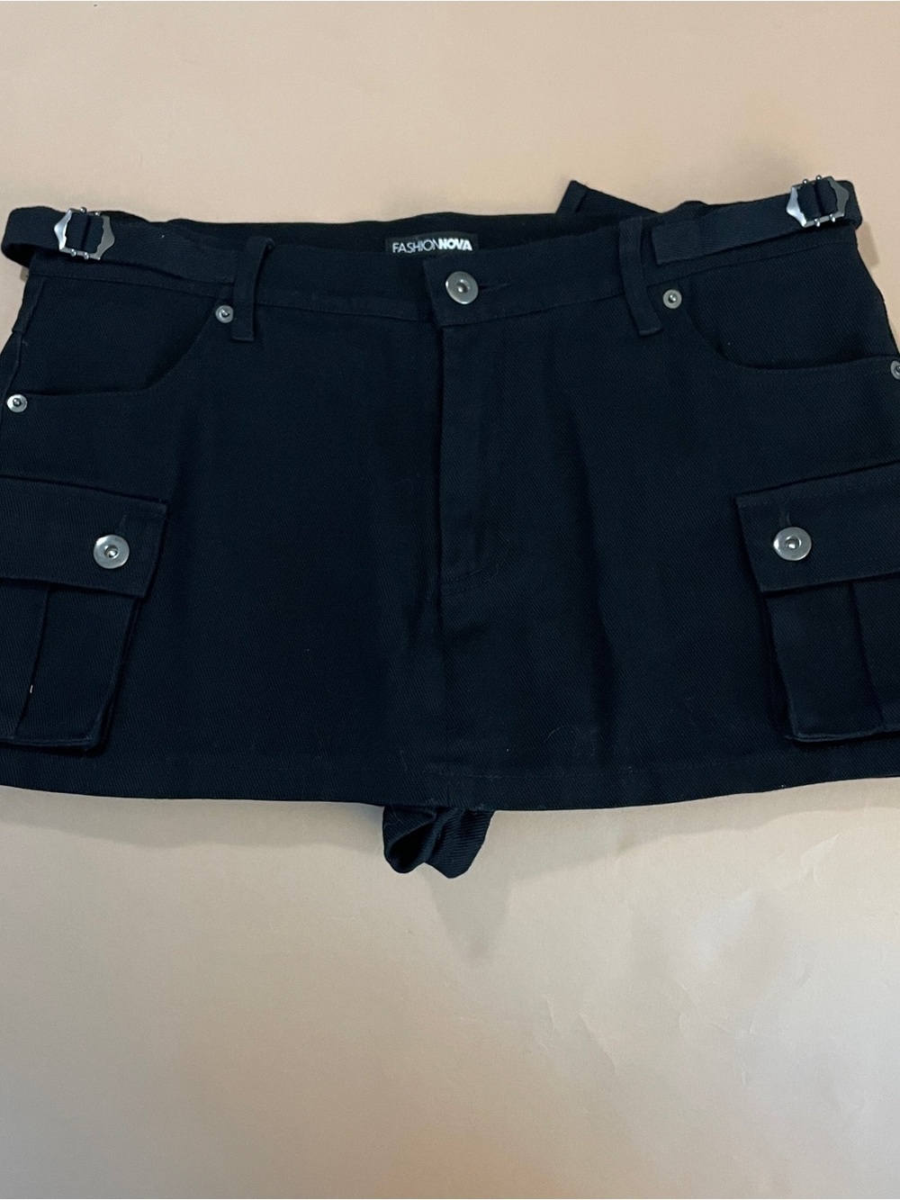 Fashion Nova Black Cargo Mini Skort Medium Utility Y2K Streetwear